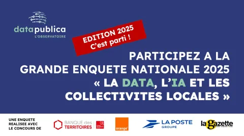 visuel de l'enquête nationale 2025 "La data, l'IA et les collectivités locales" de DataPublica